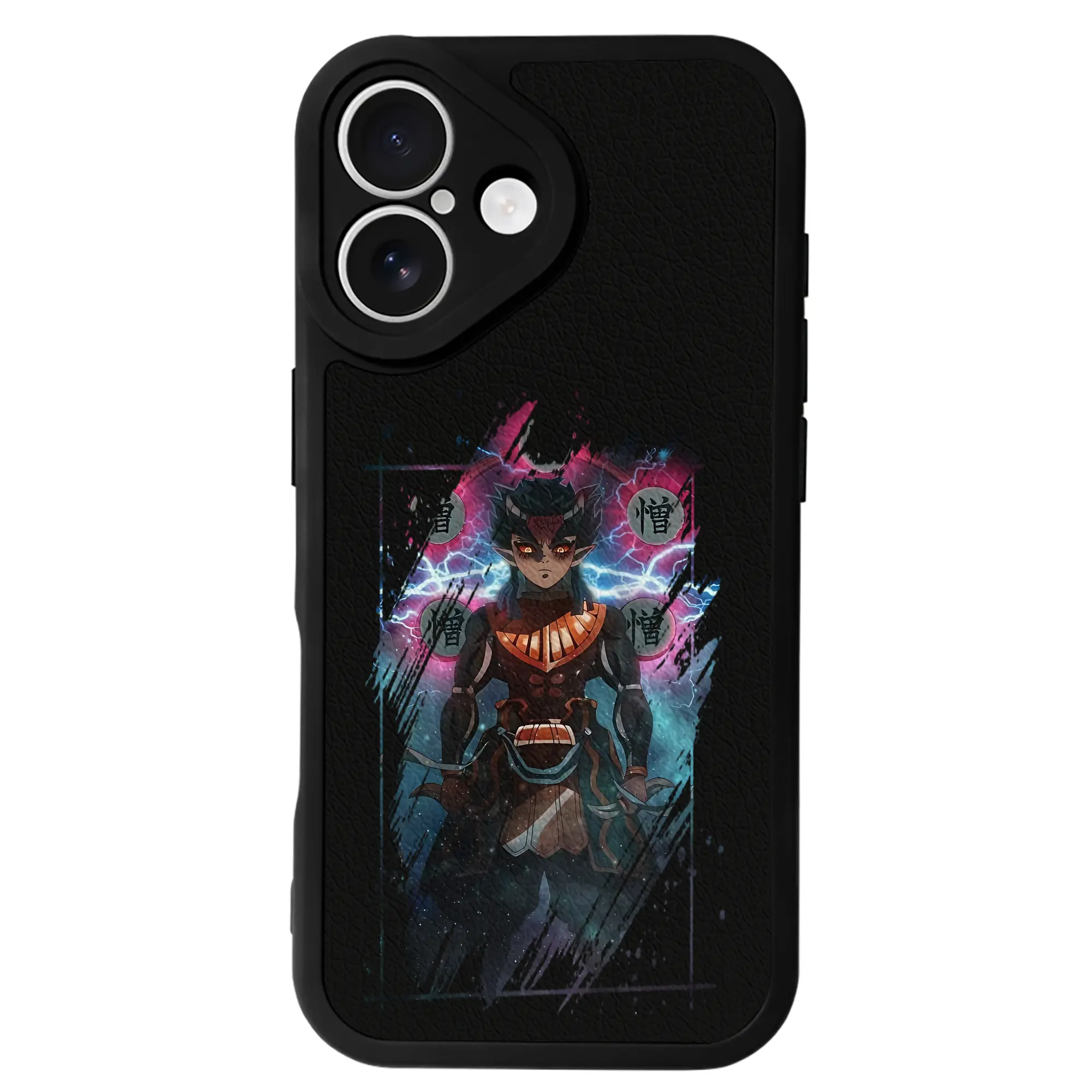 鬼滅の刃 グッズ,半天狗 - IPhone 16シリーズ対応 ・ シリコンスマホケース ・ レザー調 ・ 高精度フィット ・ 耐衝撃 ・ ワイヤレス充電対応 ・ 精密カット